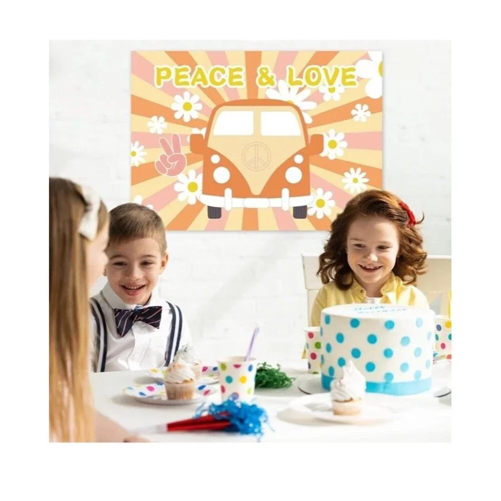 Pin The Peace Sign on The Hippie Van - Groovy Hippie Party Games Great Party Fun